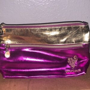 Younique Metallic Pink and Gold Cosmetic Bag